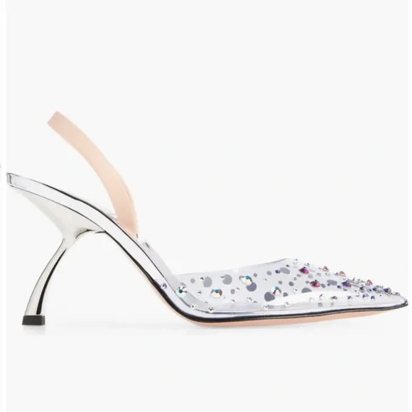 Piferi Upanova Transparent Crystal Embellished Pointed Toe Slingback Pump (35.5) - Picture 3 of 6
